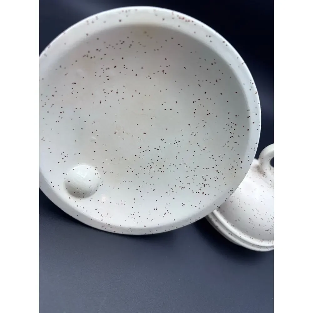 Vintage Ceramic Souvenir Collectible Bell Crock Cream w/ Reddish Brown Speckles!